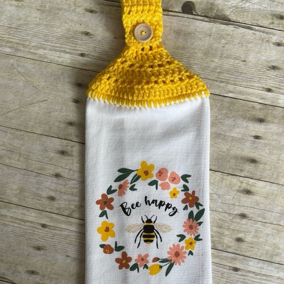 Handmade Other - Crochet Top Hanging Crochet Top Kitchen Towel Bee Theme Handmade with Love